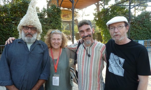 El Parque de las Marionetas en las Fiestas del Pilar de Zaragoza: Las Cachiporras de Quique Di Mauro, Luís Zornoza y Paulo Rech; Elena Millán, Jordi Bertran y Alex Barti